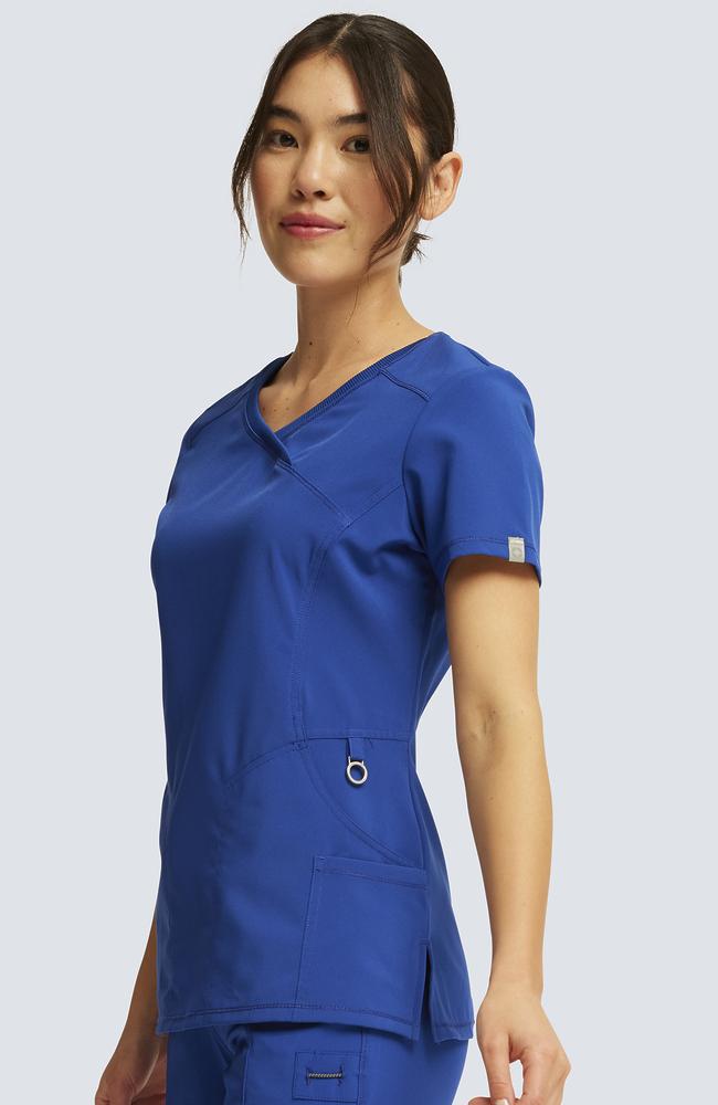 طقم سكراب كامل ماركة شروكي - إنفينيتي  / Cherokee - Infinity Women's Mock Wrap Solid Scrub Top / Infinity Women's Rib Knit Drawstring Waist Scrub Pant