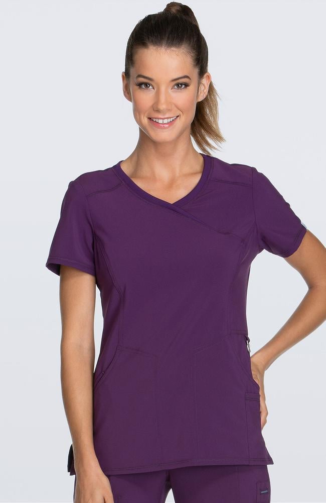 طقم سكراب كامل ماركة شروكي - إنفينيتي  / Cherokee - Infinity Women's Mock Wrap Solid Scrub Top / Infinity Women's Rib Knit Drawstring Waist Scrub Pant