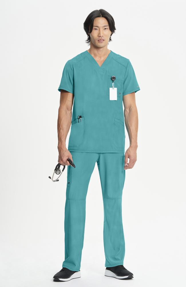 طقم سكراب كامل ماركة شروكي - إنفينيتي/ Cherokee Infinity - Men's V-Neck Solid Scrub Top / Men's Zip Fly Cargo Scrub Pant