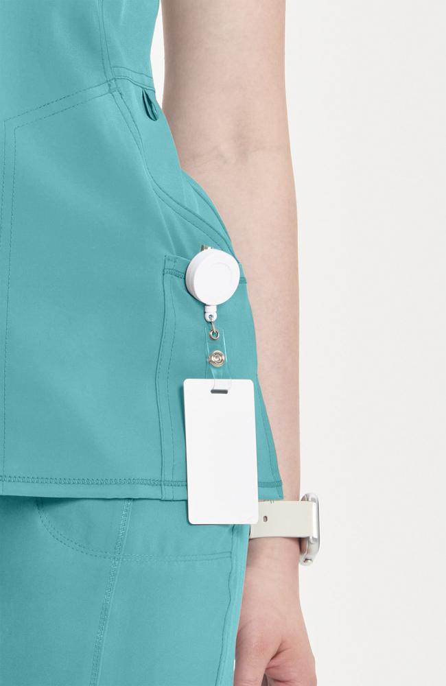 طقم سكراب كامل ماركة شروكي - إنفينيتي  / Cherokee - Infinity Women's Mock Wrap Solid Scrub Top / Infinity Women's Rib Knit Drawstring Waist Scrub Pant