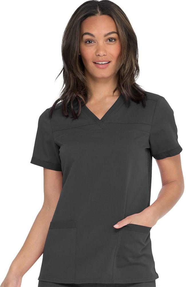 طقم سكراب كامل ماركة ديكيز / Balance by Dickies Women's V-Neck Rib Knit Panel Solid Scrub Top  / Balance By Dickies Women's Straight Leg Pull-On Scrub Pant
