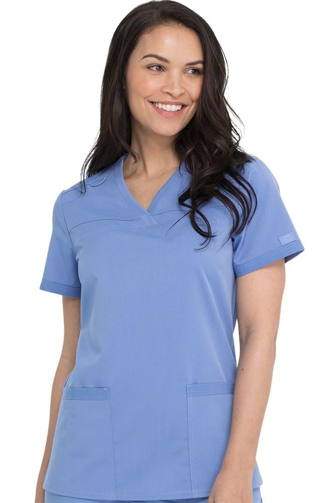 طقم سكراب كامل ماركة ديكيز / Balance by Dickies Women's V-Neck Rib Knit Panel Solid Scrub Top  / Balance By Dickies Women's Straight Leg Pull-On Scrub Pant
