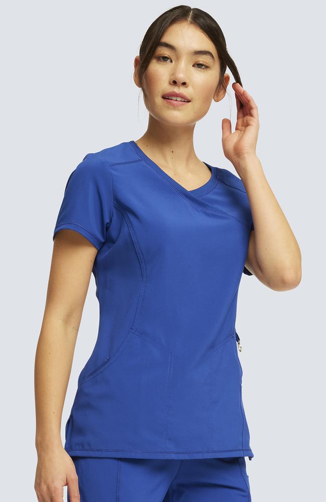 طقم سكراب كامل ماركة شروكي - إنفينيتي  / Cherokee - Infinity Women's Mock Wrap Solid Scrub Top / Infinity Women's Rib Knit Drawstring Waist Scrub Pant