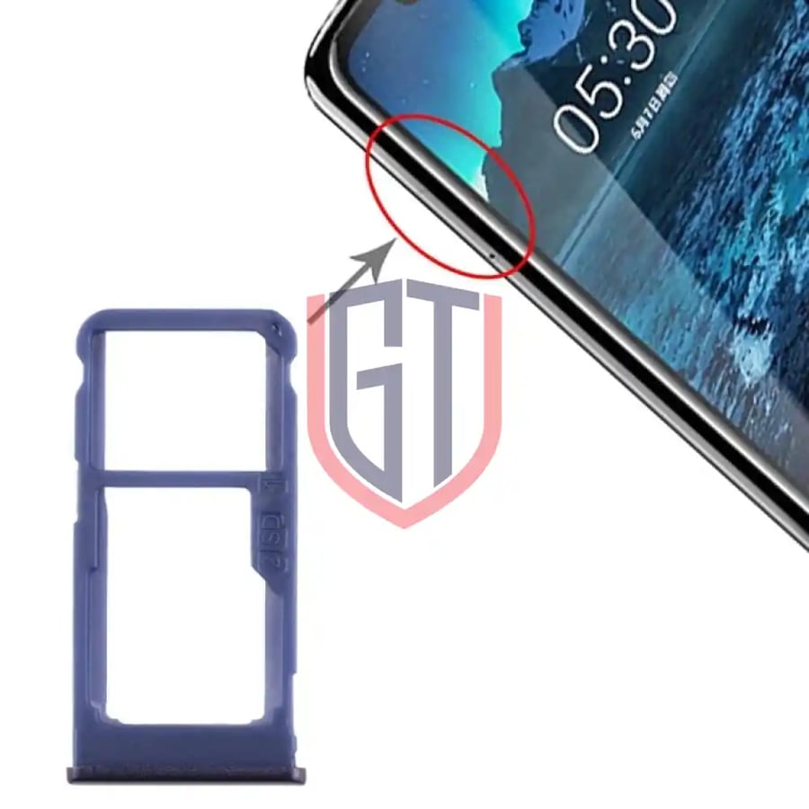 SIM Card Tray + SIM Card Tray / Micro SD Card Tray for Nokia 5.1 Plus / X5 TA-1102 TA-1105 TA-1108 TA-1109 TA-1112 TA-1120 TA-1199(Blue)