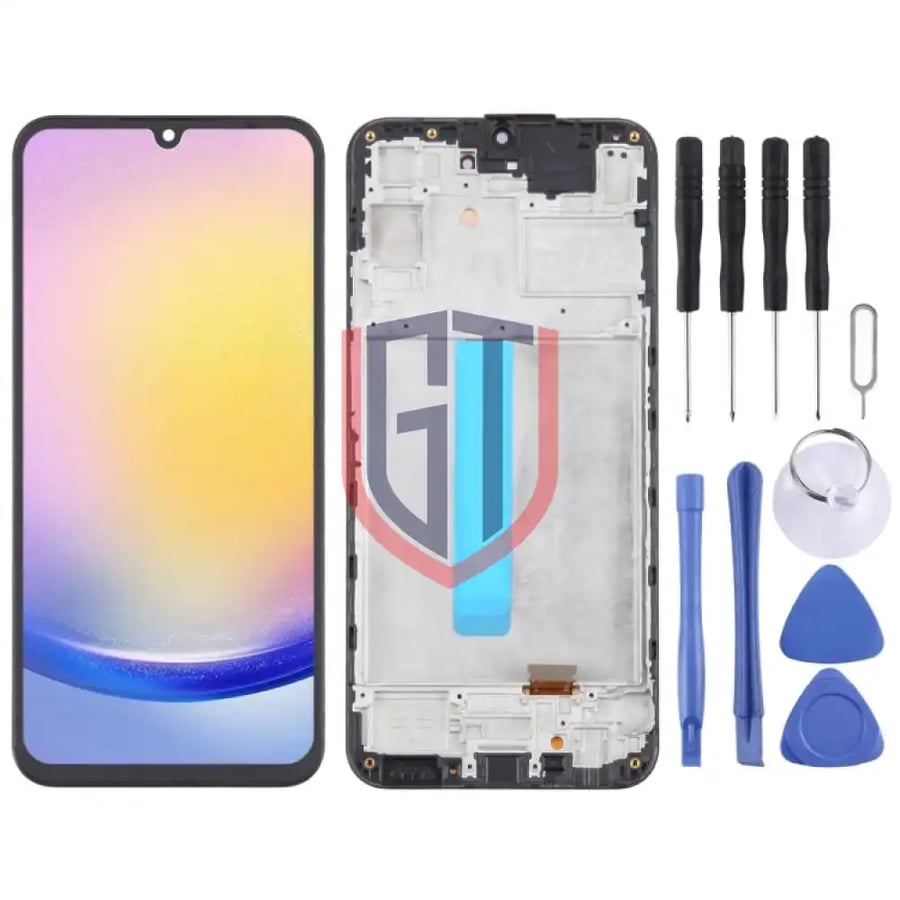 For Samsung Galaxy A25 SMA256B 6 43 inch OLED LCD Screen with Frame Black