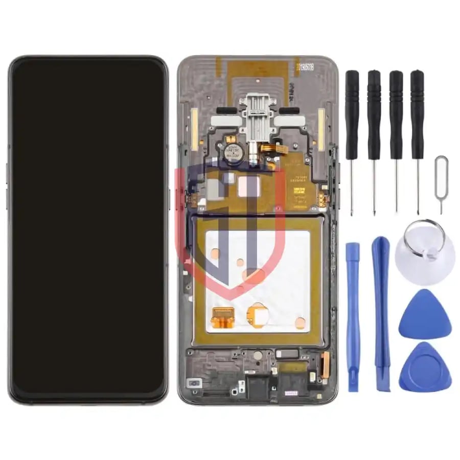شاشة LCD OLED أصلية لهاتف Galaxy A80 مع إطار (أسود)
