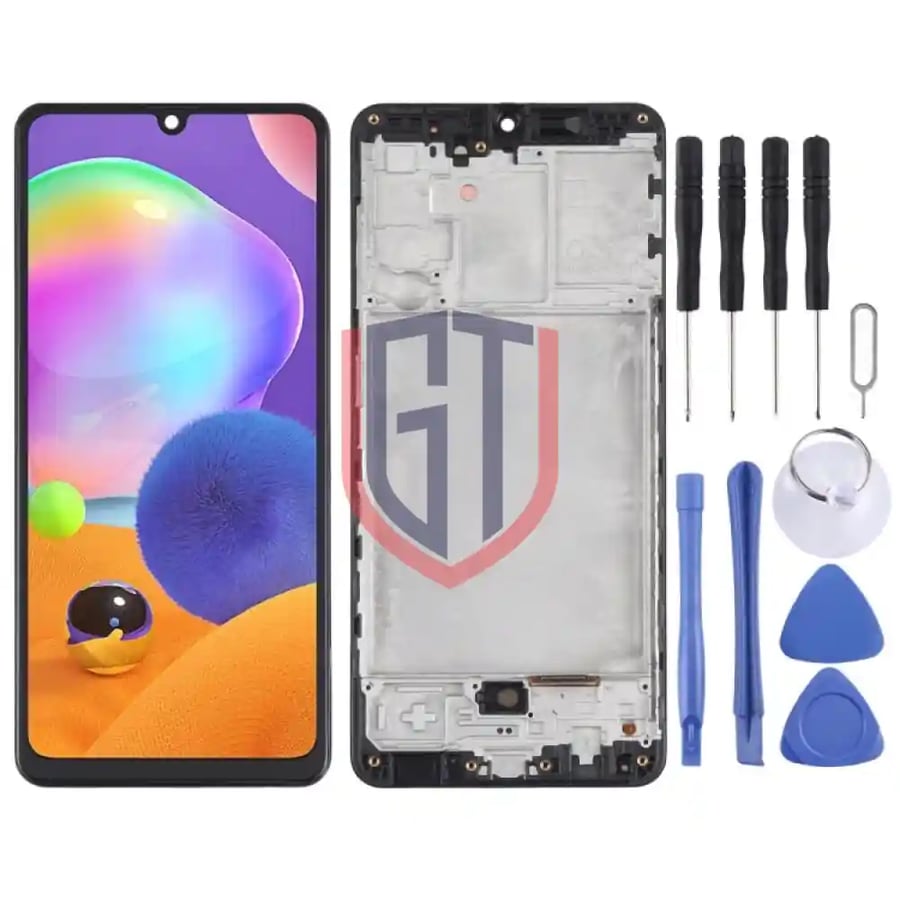 شاشة OLED LCD أصلية بإطار لهاتف سامسونج جالكسي A31 (أسود)