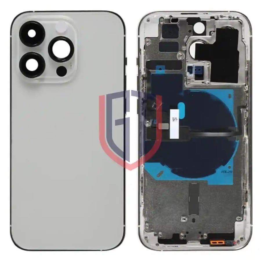 For iPhone 14 Pro Battery Back Cover with Power + Volume Flex Cable + Wireless Charging Module(Purple)