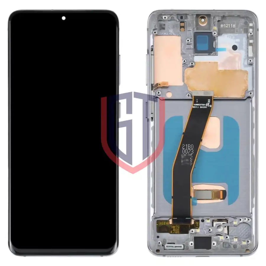 شاشة OLED LCD لهاتف Samsung Galaxy S20 SM-G980 مع إطار (رمادي)