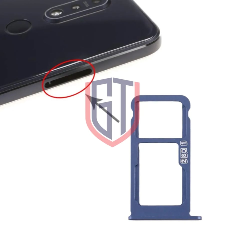SIM Card Tray + SIM Card Tray / Micro SD Card Tray for Nokia 7.1 / TA-1100 TA-1096 TA-1095 TA-1085 TA-1097 (Blue)