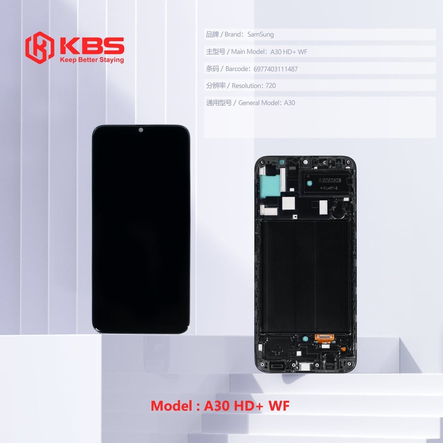 شاشة Samsung Galaxy A30 HD Plus KBS بإطار