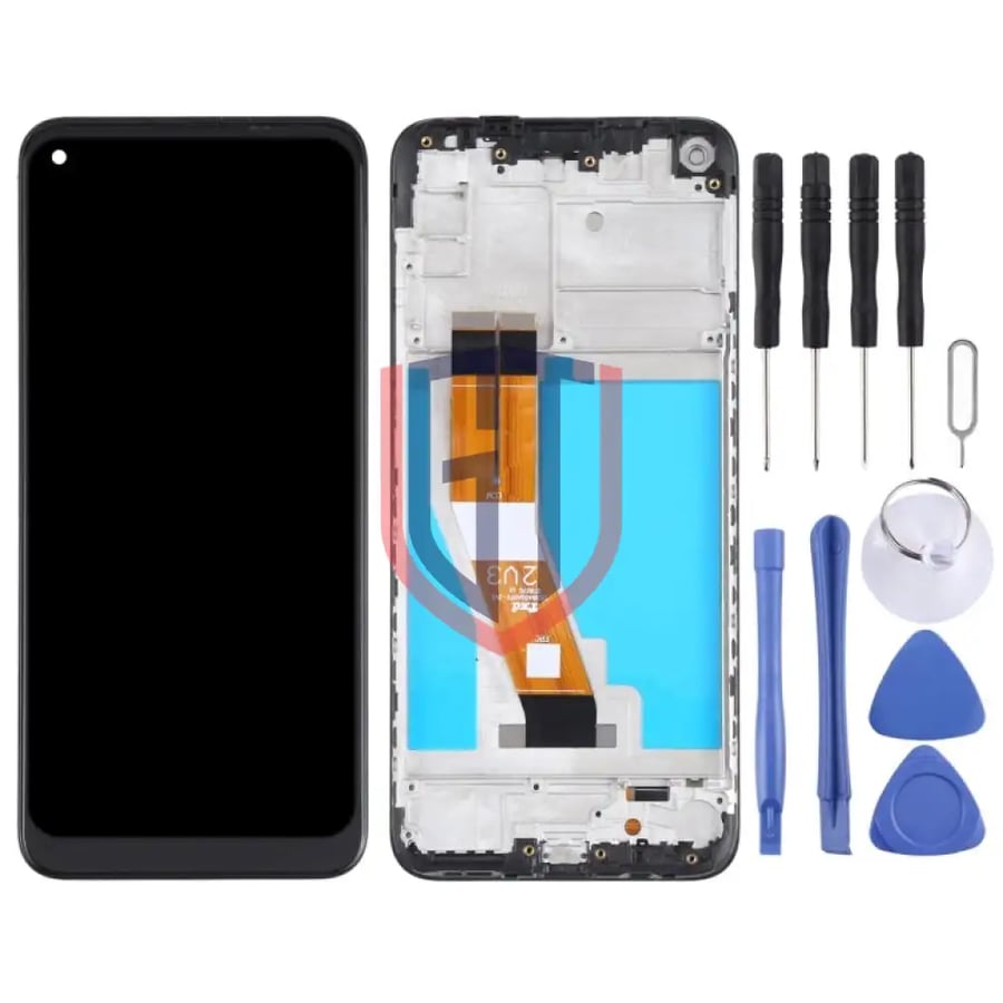 شاشة LCD أصلية لجهاز Samsung Galaxy M11 SM-M115 مجموعة كاملة مع إطار (أسود)