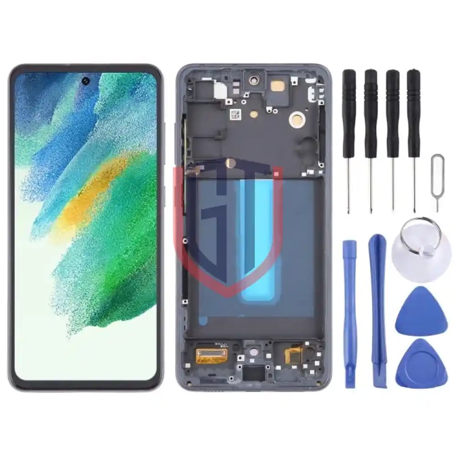 For Samsung Galaxy S21 FE 5G SMG990B 6 36 inch EU Version OLED LCD Screen with Frame Black