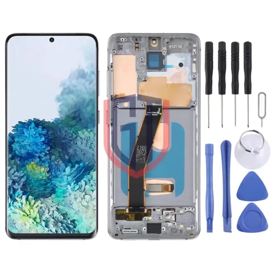 OLED LCD Screen For Samsung Galaxy S20 SMG980 with Frame Grey