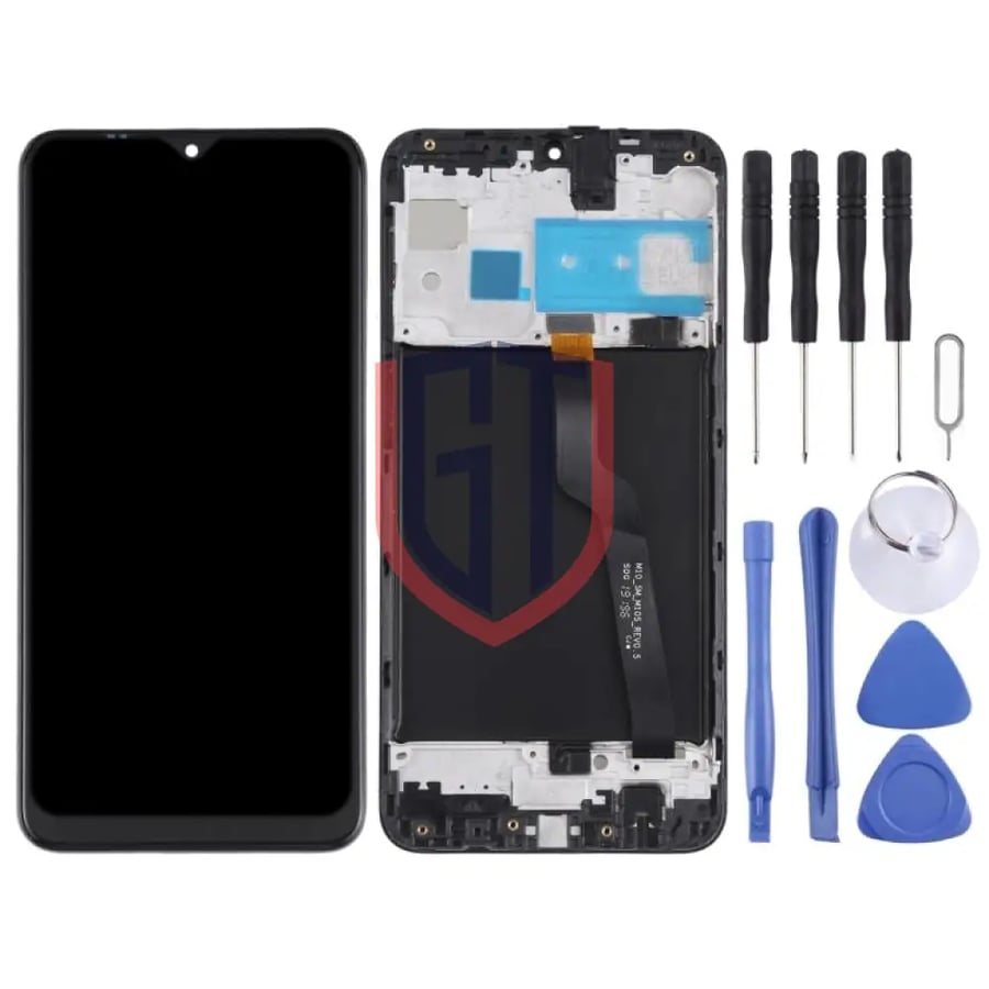 شاشة LCD أصلية لجهاز Samsung Galaxy M10 SM-M105 مجموعة كاملة مع إطار (أسود)