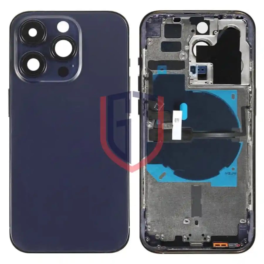 For iPhone 14 Pro Battery Back Cover with Power + Volume Flex Cable + Wireless Charging Module(Purple)