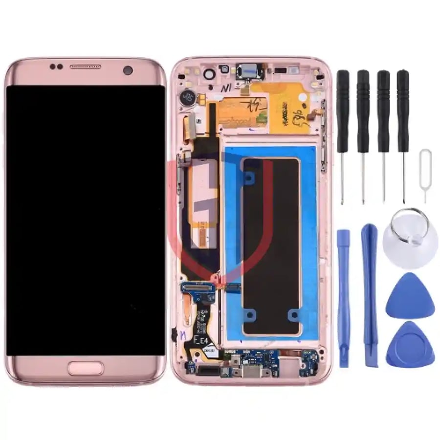 Original LCD Screen with Frame & Charging Port Board & Volume Button & Power Button for Galaxy S7 Edge