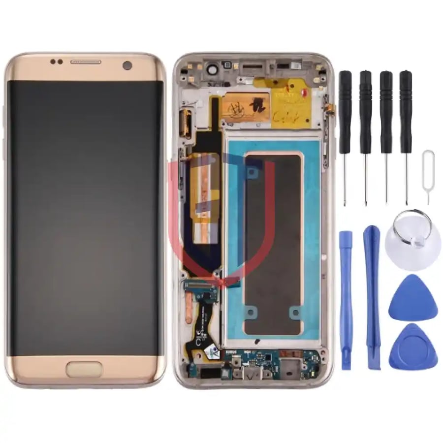 Original LCD Screen with Frame & Charging Port Board & Volume Button & Power Button for Galaxy S7 Edge