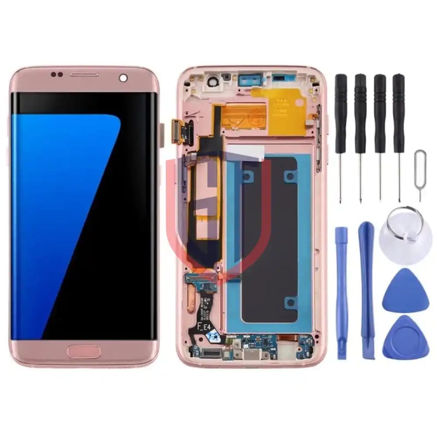 OLED LCD Screen for Samsung Galaxy S7 Edge / SM-G935F Digitizer Full Assembly with Frame (Blue)