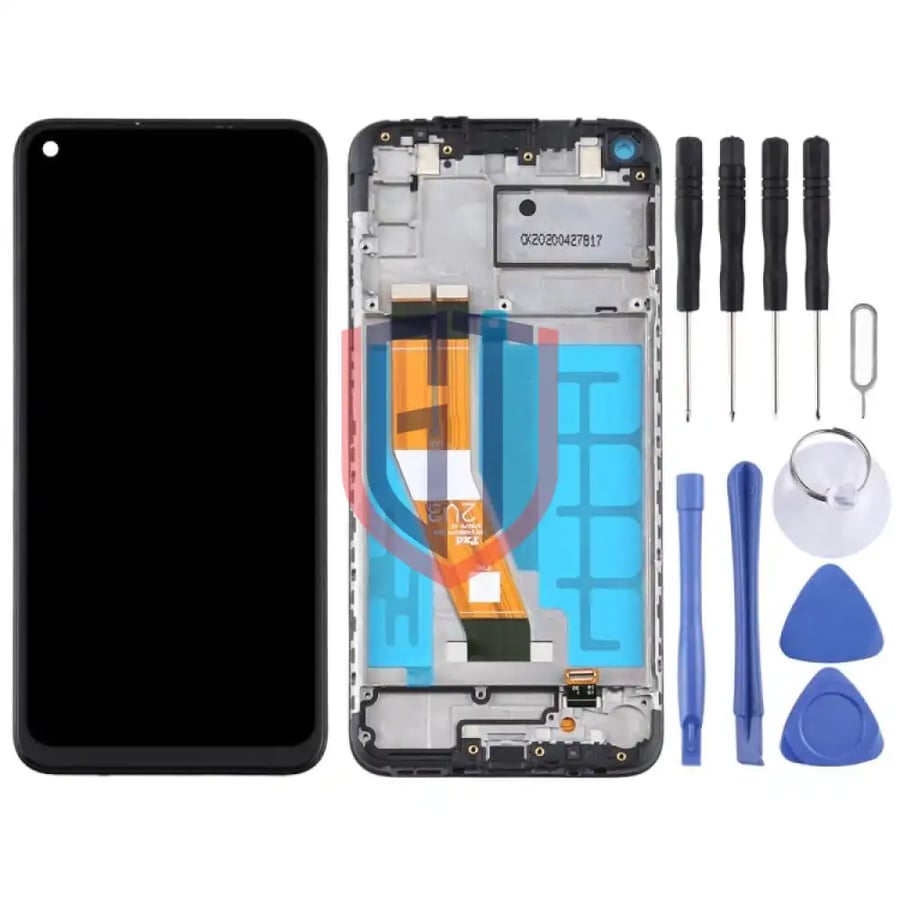 شاشة LCD لهاتف Samsung Galaxy A11 مجموعة رقمية كاملة مع إطار (أسود)
