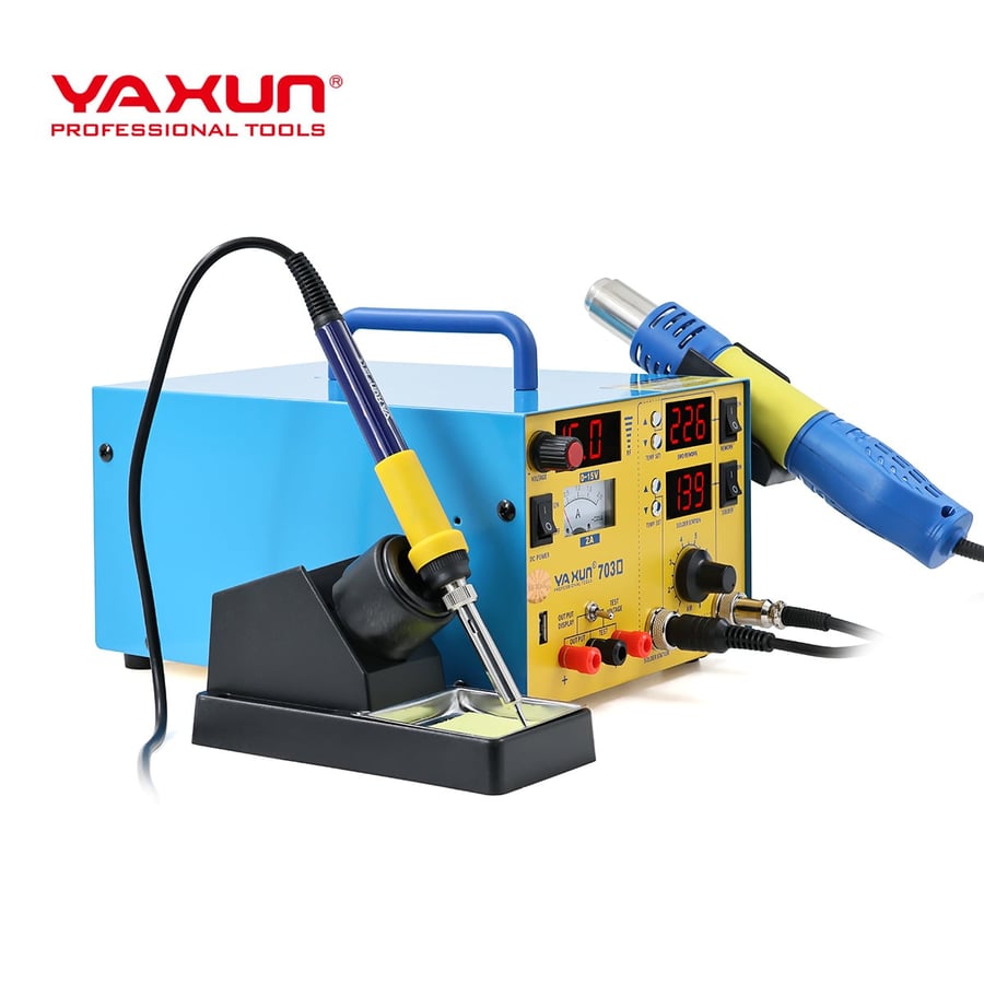 YAXUN YX-703D 3-in-1 Hot Air Rework Soldering Station with DC Power Supply