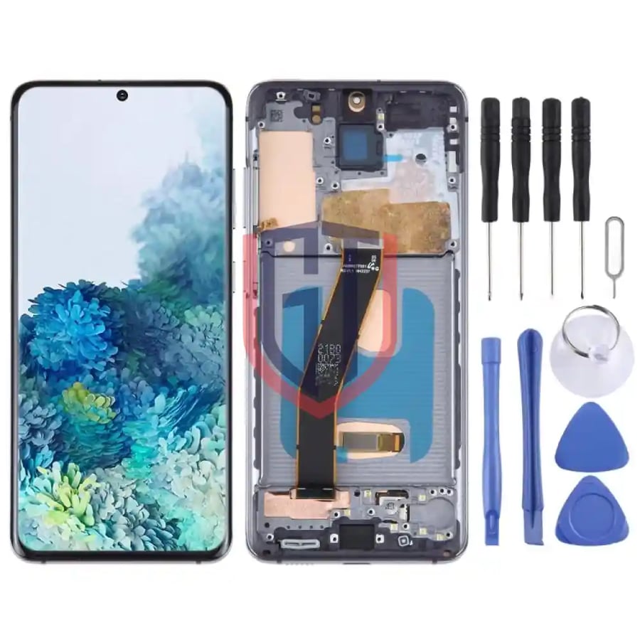 OLED Material LCD Screen for Samsung Galaxy S20 SMG980 With Frame Black