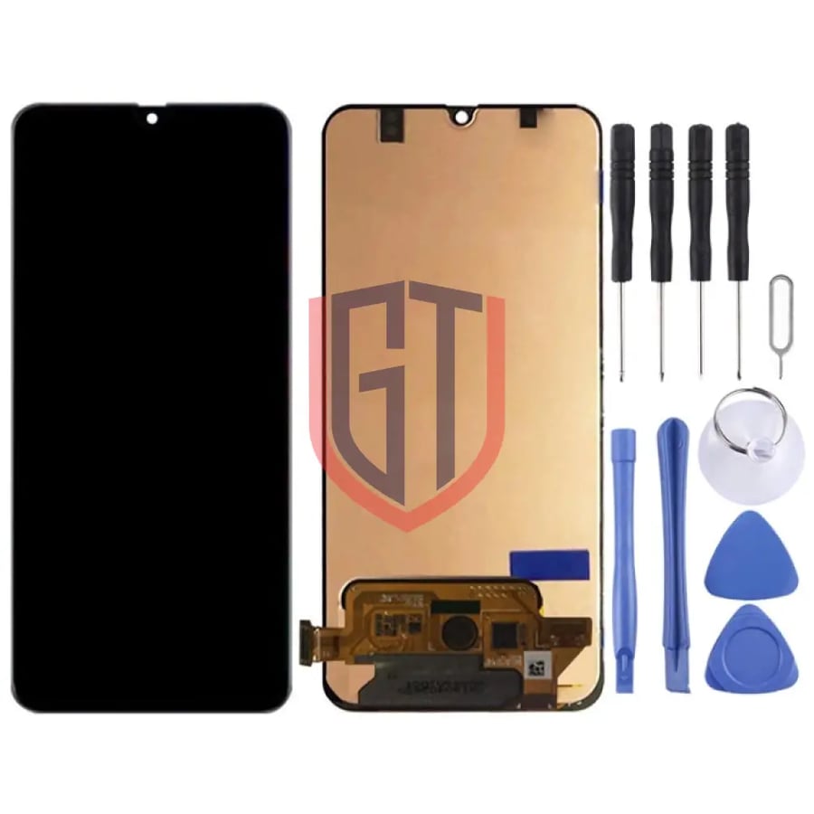 شاشة LCD ومحول رقمي كاملان لهاتف Galaxy A70، M-A705F/DS، SM-A705FN/DS، SM-A705GM/DS، SM-A705MN/DS، SM-A7050 (أسود)