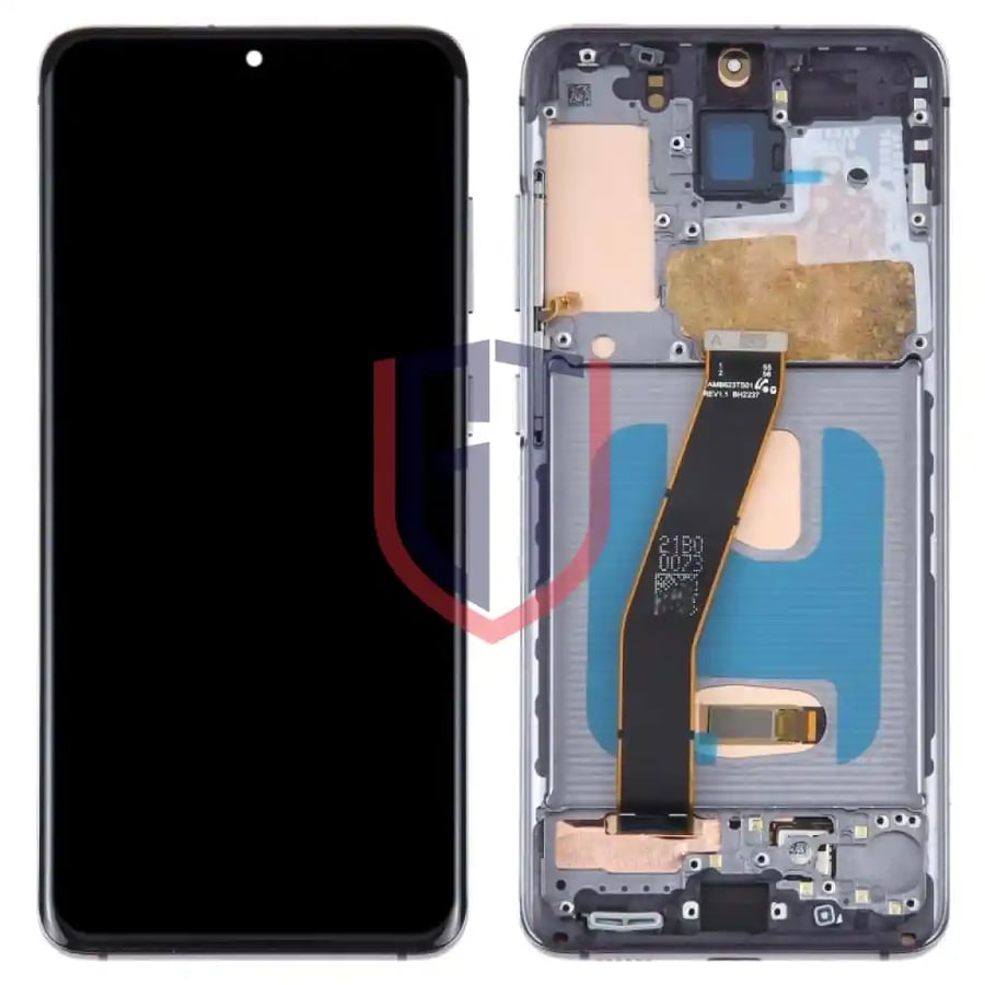 شاشة LCD مصنوعة من مادة OLED لهاتف Samsung Galaxy S20 SM-G980 مع إطار (أسود)