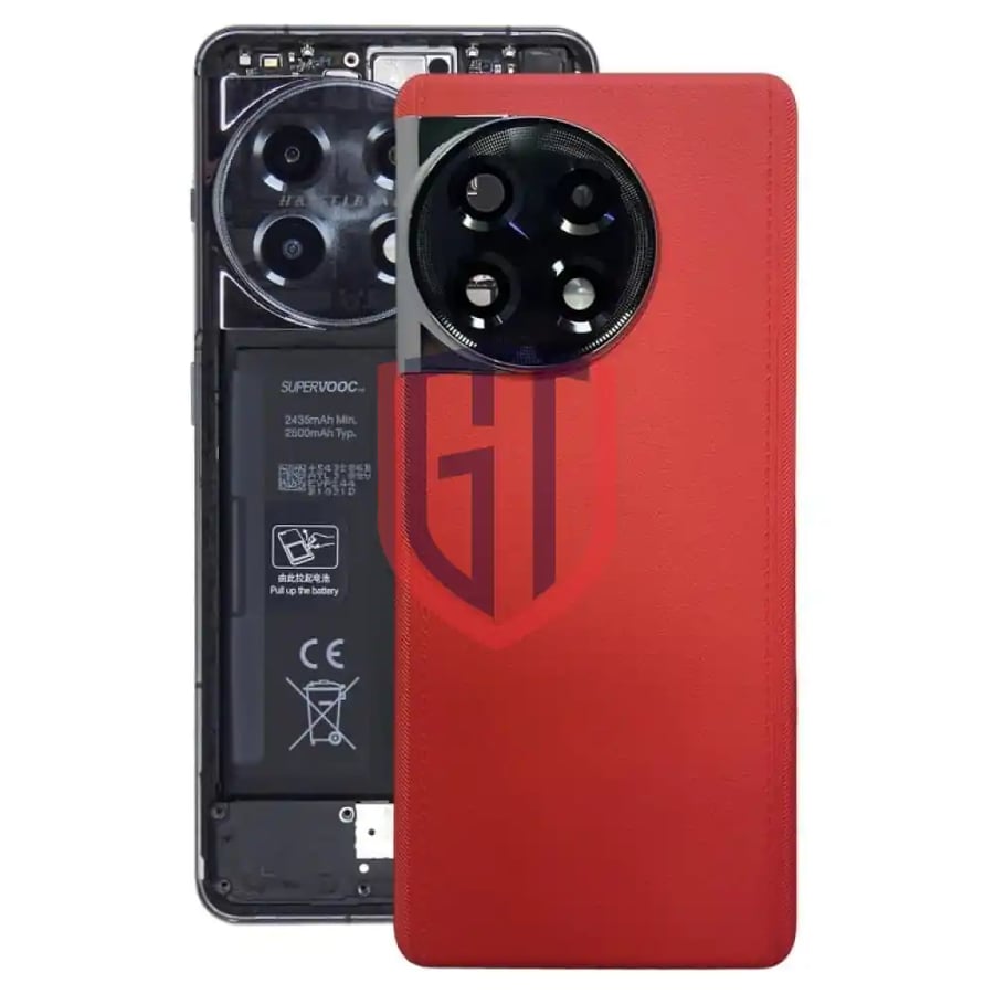OnePlus 11R CPH2487 Battery Leather Back Cover(Red)