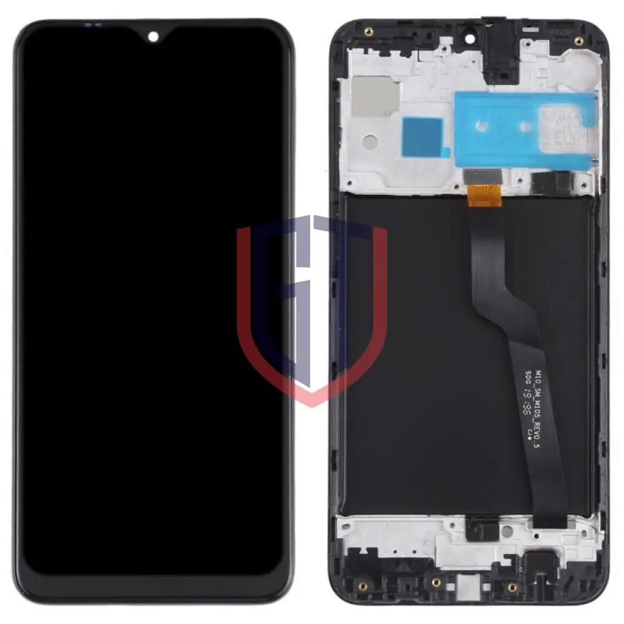 شاشة LCD أصلية لجهاز Samsung Galaxy M10 SM-M105 مجموعة كاملة مع إطار (أسود)