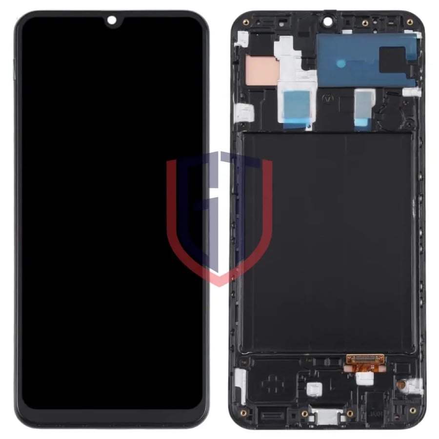 شاشة OLED LCD أصلية بإطار لهاتف سامسونج جالكسي A30 (أسود)