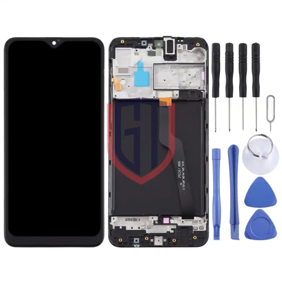 شاشة LCD لهاتف Samsung Galaxy A10 / SM-A105F (إصدار بتشغيل واحدة) مجموعة رقمية كاملة مع إطار (أسود)
