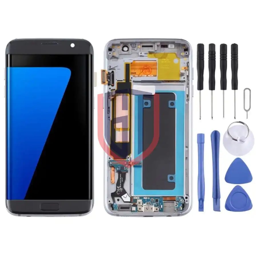 OLED LCD Screen for Samsung Galaxy S7 Edge / SM-G935F Digitizer Full Assembly with Frame (Blue)