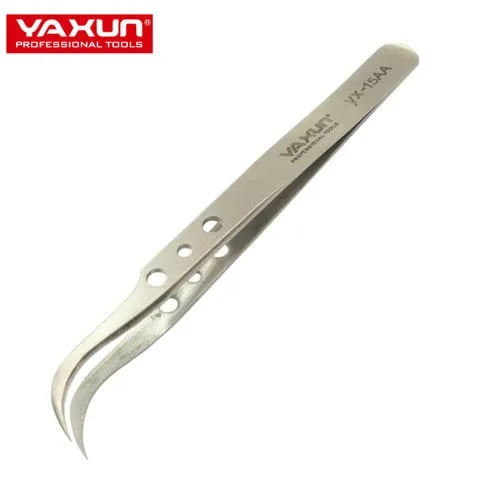 YAXUN YX-15AA FINE TIP CURVED STAINLESS STEEL TWEEZER FOR MOBILE REPAIR ملقط  ذو طرف دقيق منحني