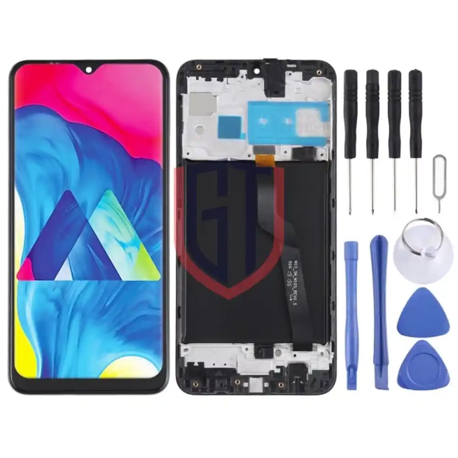 شاشة LCD أصلية لجهاز Samsung Galaxy M10 SM-M105 مجموعة كاملة مع إطار (أسود)
