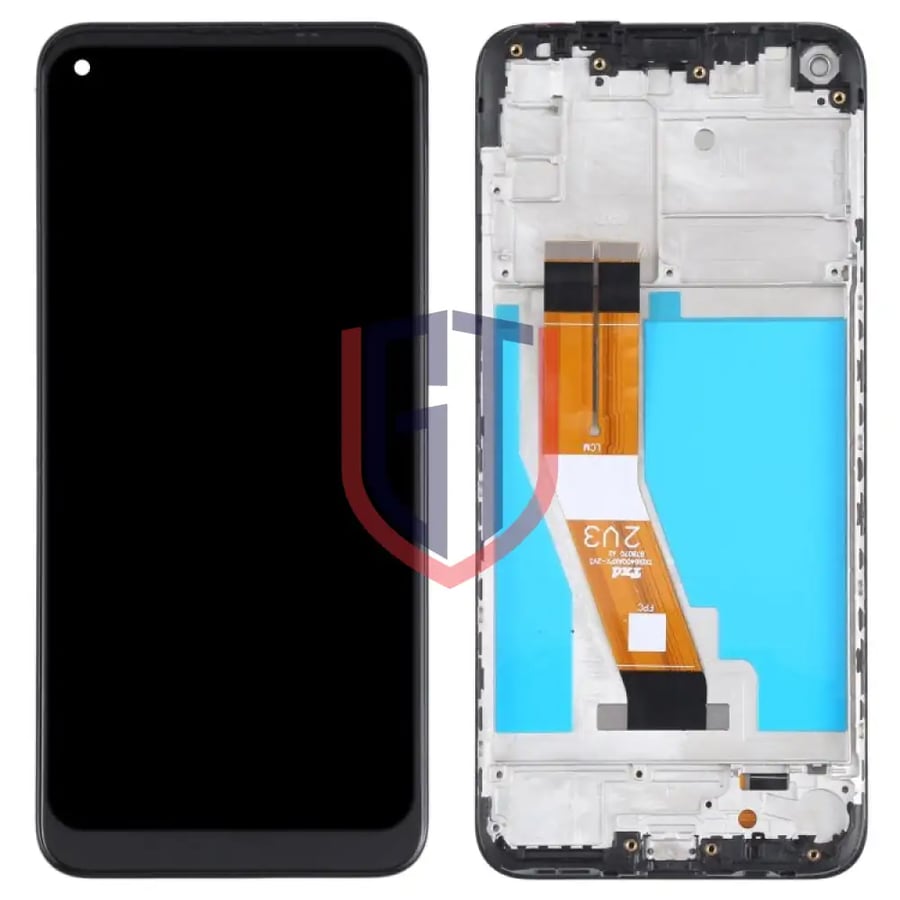 شاشة LCD أصلية لجهاز Samsung Galaxy M11 SM-M115 مجموعة كاملة مع إطار (أسود)
