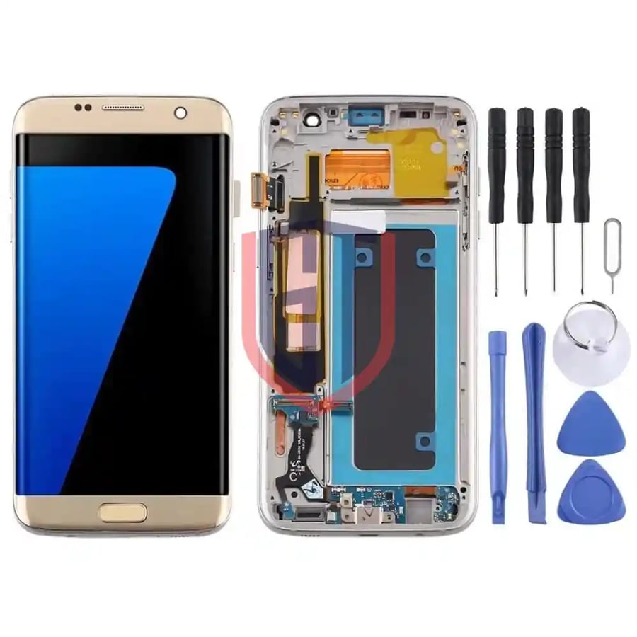 OLED LCD Screen for Samsung Galaxy S7 Edge / SM-G935F Digitizer Full Assembly with Frame (Blue)