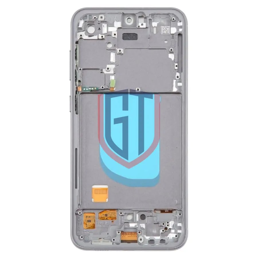 شاشة بديل لجوال Samsung Galaxy S23 FE SM-S711B، محول رقمي كامل مع إطار، لا يدعم التعرف على بصمة الإصبع (رمادي)