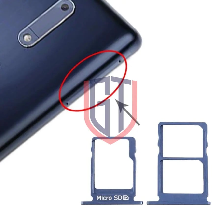 SIM Card Tray + SIM Card Tray + Micro SD Card Tray for Nokia 5 / N5 TA-1024 TA-1027 TA-1044 TA-1053 (Blue)