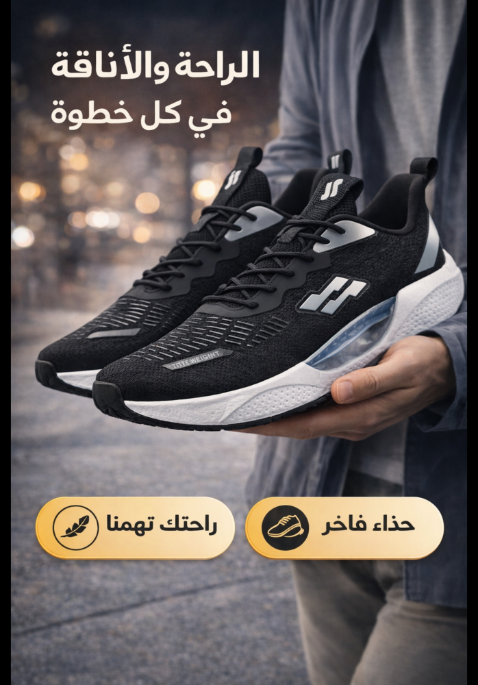حذاء AGRAVIC  من شركة strike كاجوال خفيف بسطح Jacquard Gauze قابل للتنفس مع تعزيزات TPU قوية ونعل مريح ومرن وثابت للاستخدام اليومي لون أسود فخم بتفاصيل جمالية