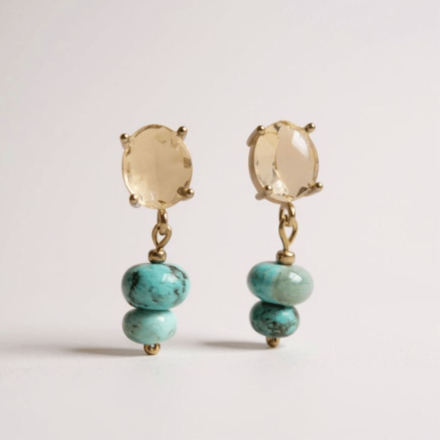 Unique earrings made of African turquoise stone