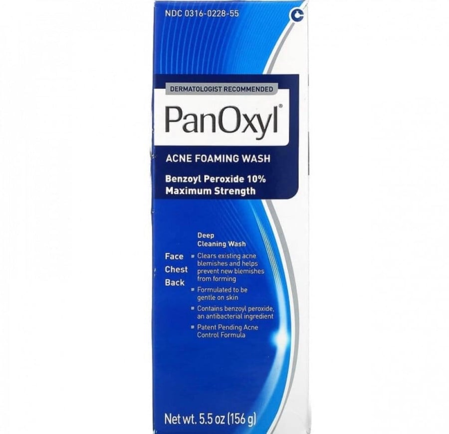 PanOxyl، غسول رغوي لحب الشباب ، بنزويل بيروكسيد 10٪ أقصى قوة 156 جم