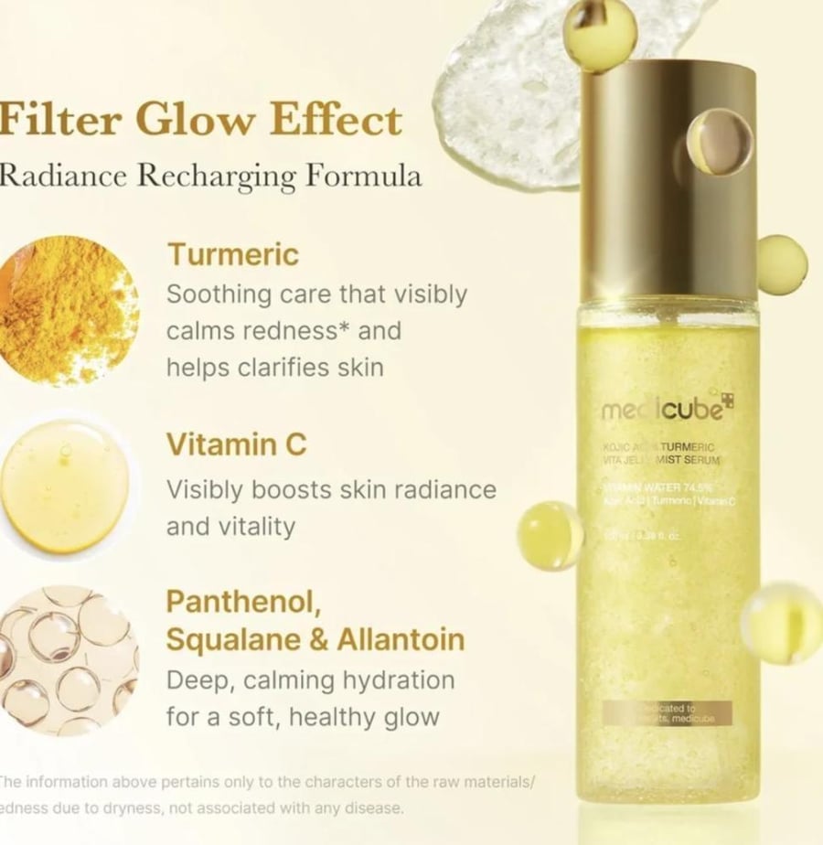 ميديكوب سيروم ميست الجيلي بحمض الكوجيك والكركم وفيتامينات البشرة – 100 مل