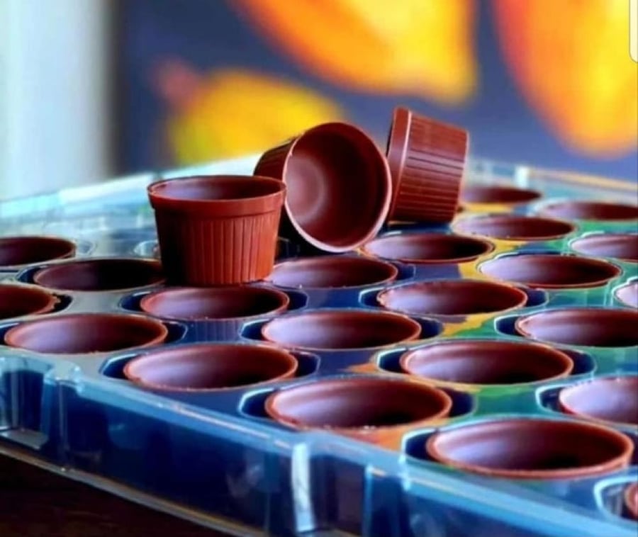 Belgian chocolate cups with cocoa butter, carton of 294 pieces