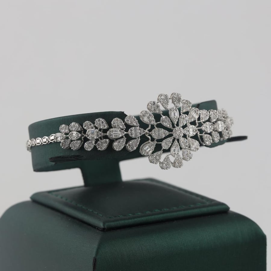 White gold set, eye-catching, shiny - 18 karat