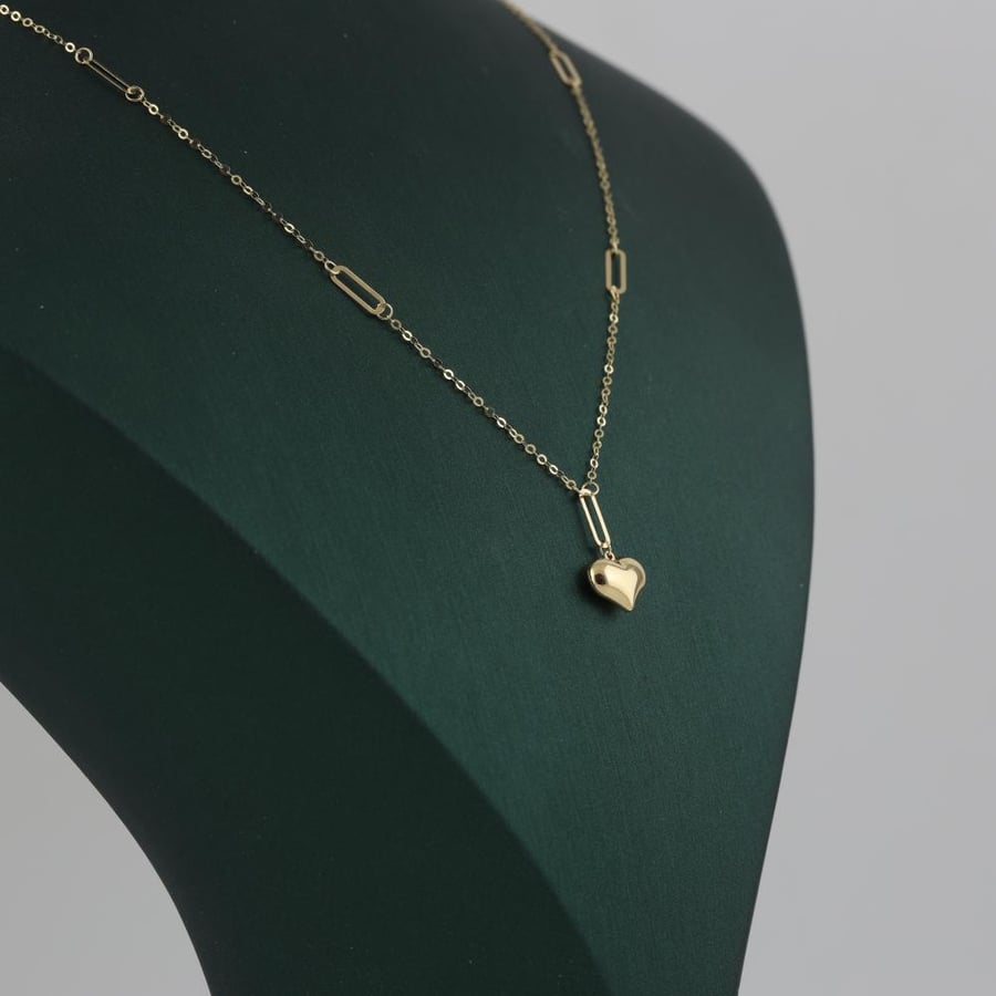 Gold ring bracelet with heart pendant - 18 karat