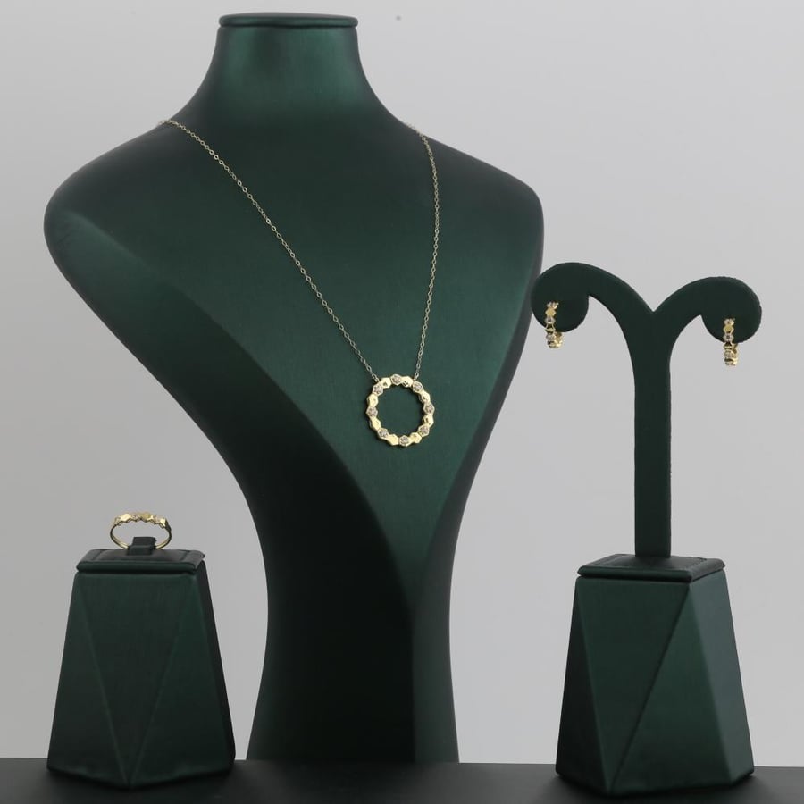 نصف طقم ذهب سداسي بأجزاء لماعة - عيار 18