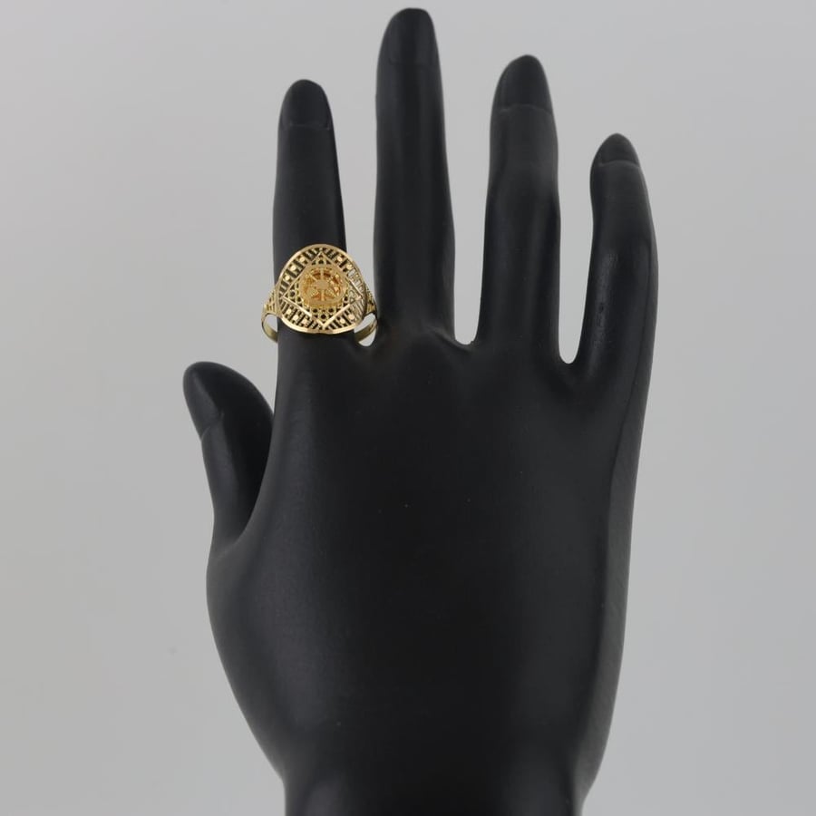 Double circular gold ring with an attractive engraving - 21 karat
