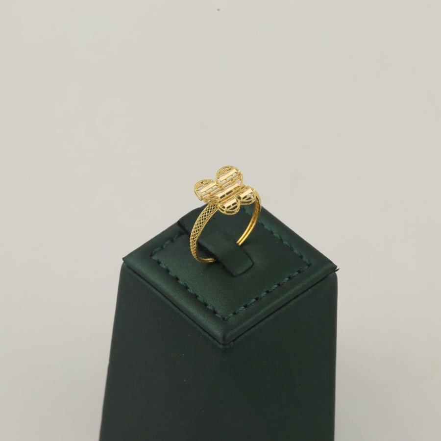 Half gold set with geometric butterfly design, shiny - 21 karat