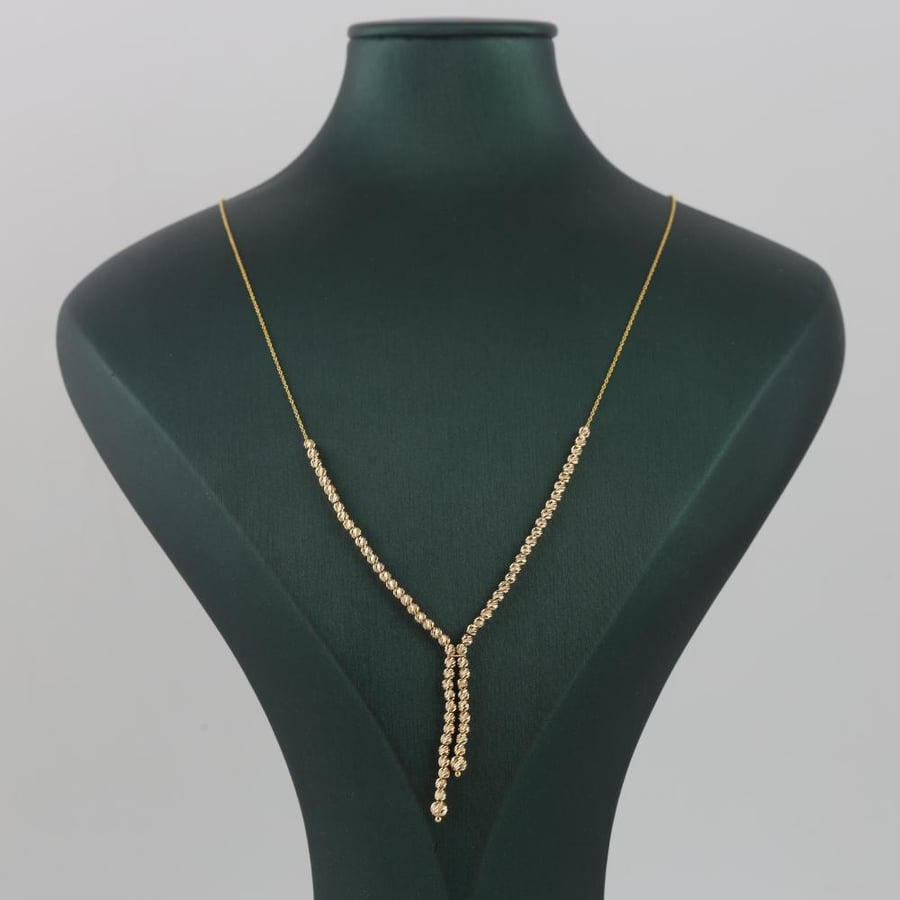Gold necklace with connected laser balls - 21 karat